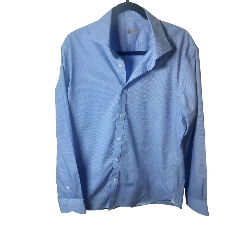 Emidio Tucci Mens Blue Micro Pattern Button‎ Down Shirt Custom 5 XL D19AWCMVN45